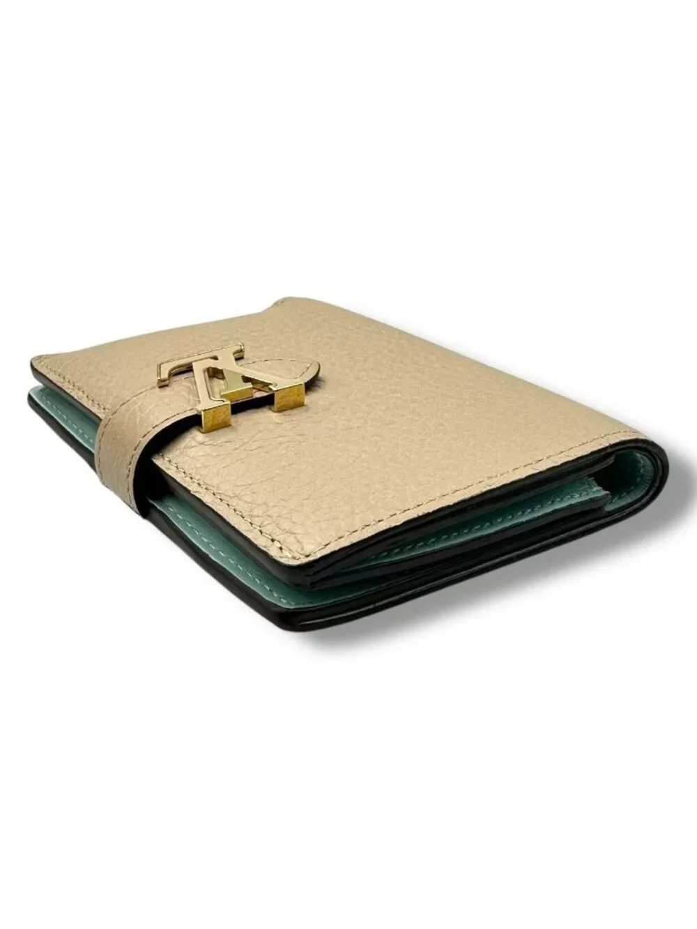 Louis Vuitton Wallet Foldin Logo Leather Beige